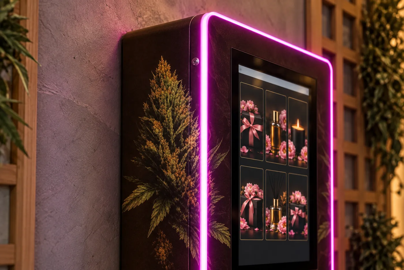 Profil de la Street-Box fixée au mur, liseré LED allumé
